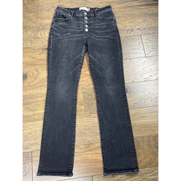 CABI Button Fly Straight Jeans Vintage Black Sz 4 #4149 EUC - Picture 2 of 7